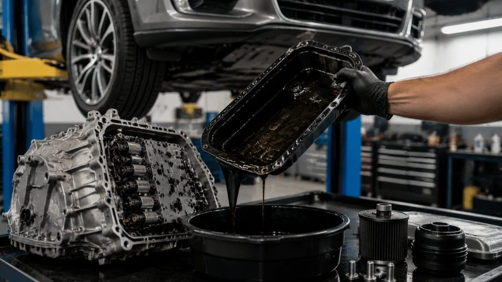 Audi DSG transmission fluid service and mechatronic diagnostic inspection for heat-related transmission issues in Utah