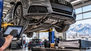 Audi pre-auction inspection in Salt Lake City with specialist diagnostic testing and undercarriage evaluation