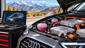 Audi e-tron cooling system and electric drive unit diagnostics for Utah canyon driving